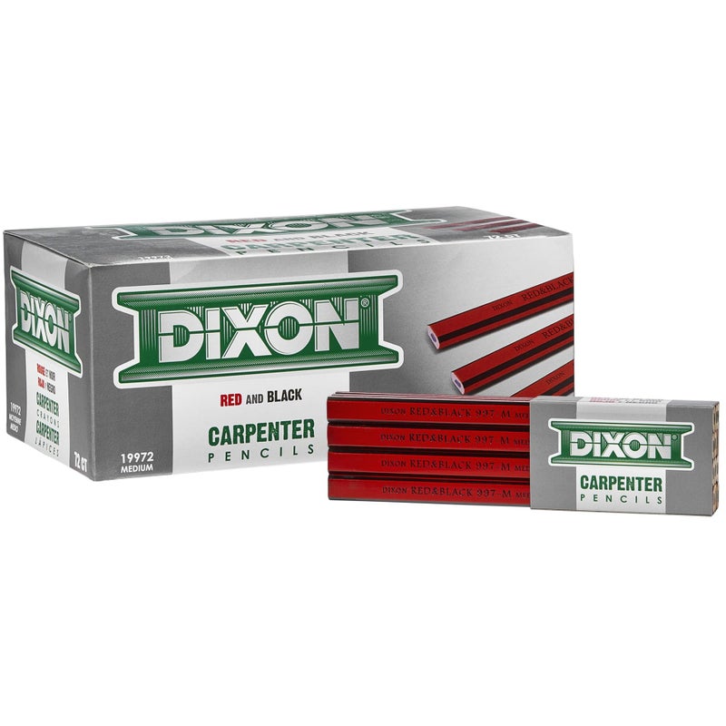 Dixon 19972 Oriole Woodcase Flat Carpenter's Pencil Medium Red Dozen - Image 2